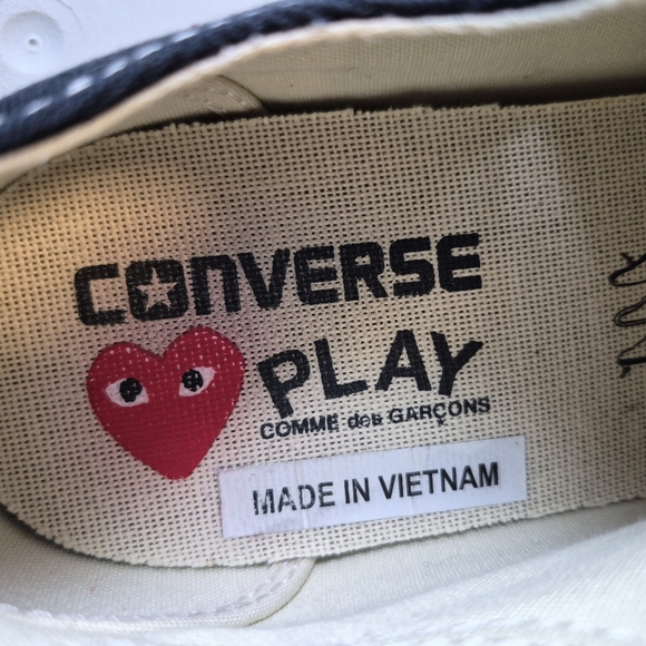 Converse X Comme Des Garsons Play Sneakers Black Low Lace Up Women's Size 8 - Picture 12 of 14
